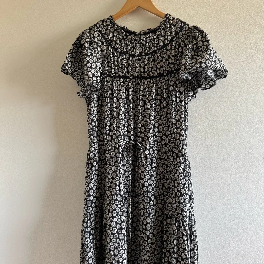 Trovata Nancy Ink Floral Midi Dress Large - Picture 5 of 10